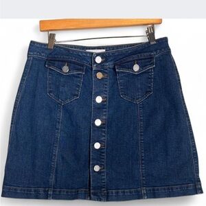 LOFT Button-Front Denim A-Line Skirt Size 10